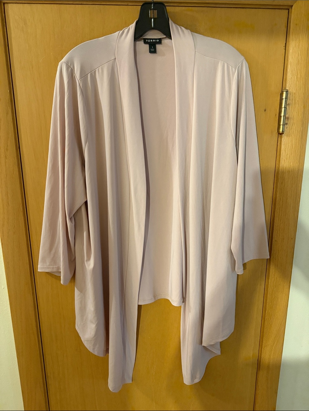 Torrid Women’s Open Front Draped Cardigan Versatile Office Pale Pink Size 1/1X
